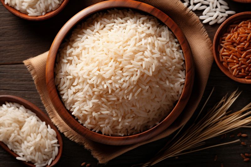 food meal organic diet asian grain healthy white vegetarian rice. Generative AI.