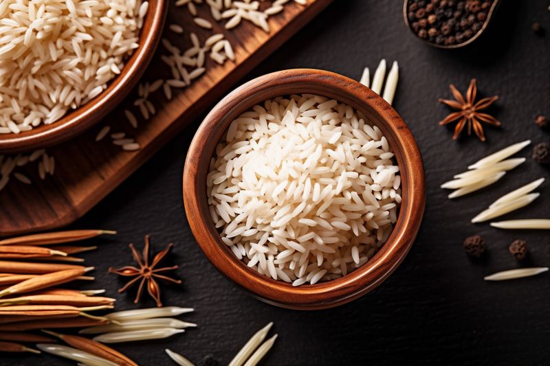 healthy white asian meal rice food grain vegetarian diet organic. Generative AI.