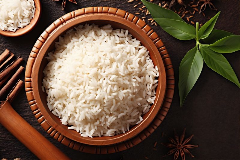 grain asian diet rice vegetarian organic food meal healthy white. Generative AI.