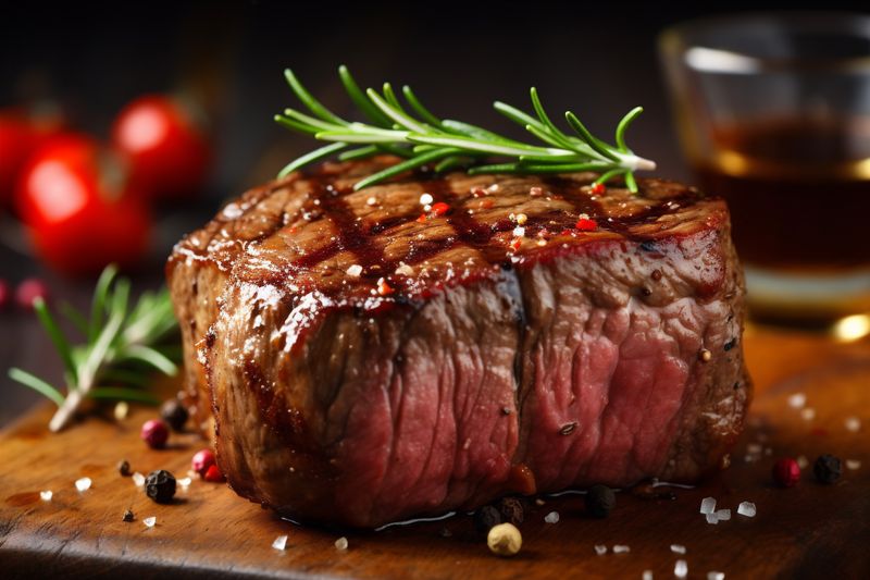 beef fried raw background steak food dark meal meat grill red. Generative AI.