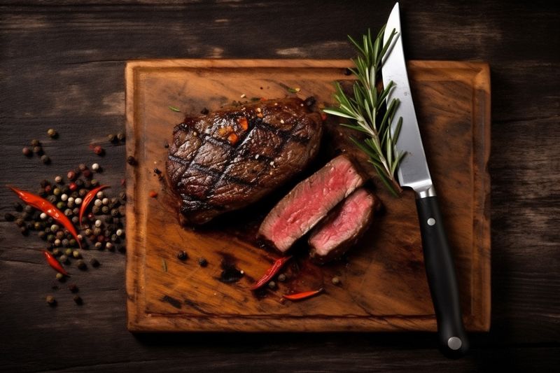 steak dark beef meat food raw grill background fried red fresh. Generative AI.