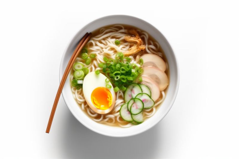 background noodle asian healthy japanese ramen soup bowl meal food white. Generative AI.