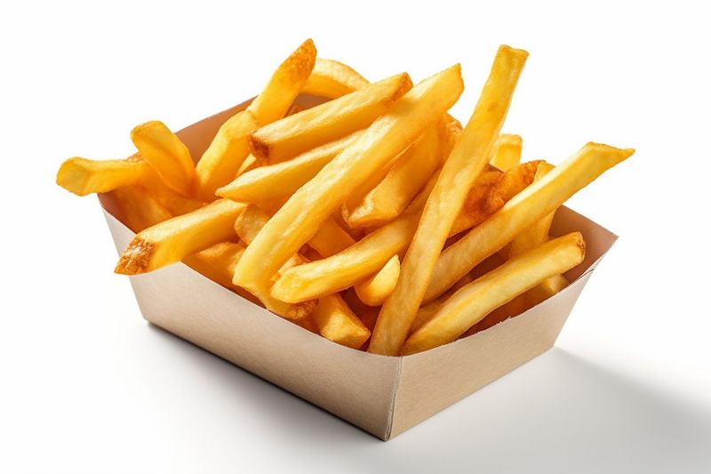 yellow chip fry snack meal fat french isolated fast potato. Generative AI.