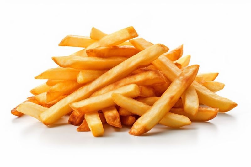 meal fast yellow potato fry french fat isolated snack chip. Generative AI.