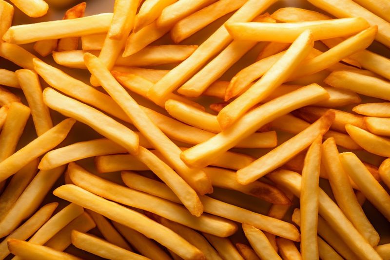 food chip potato space snack fry copy french fat meal tasty background. Generative AI.