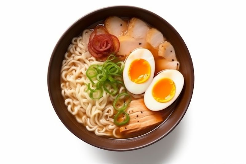 soup white japanese meal background ramen bowl onion food noodle asian. Generative AI.