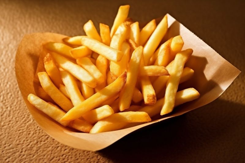 eat fry meal fat background tasty potato chip food french snack. Generative AI.