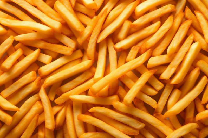 french background fry potato meal tasty snack chip fat food sauce. Generative AI.