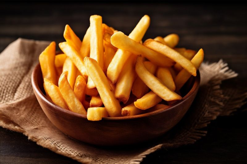 food background french meal potato chip tasty snack fat fry fast. Generative AI.