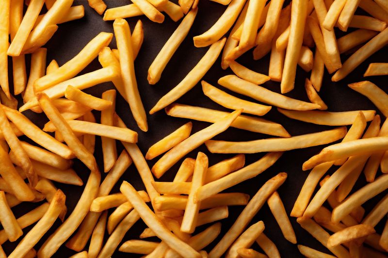 french fat chip fry potato meal tasty food background snack rustic. Generative AI.