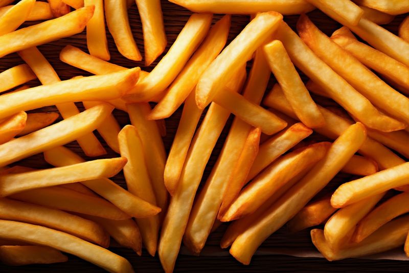 snack fat fry chip food salt french background meal tasty potato. Generative AI.