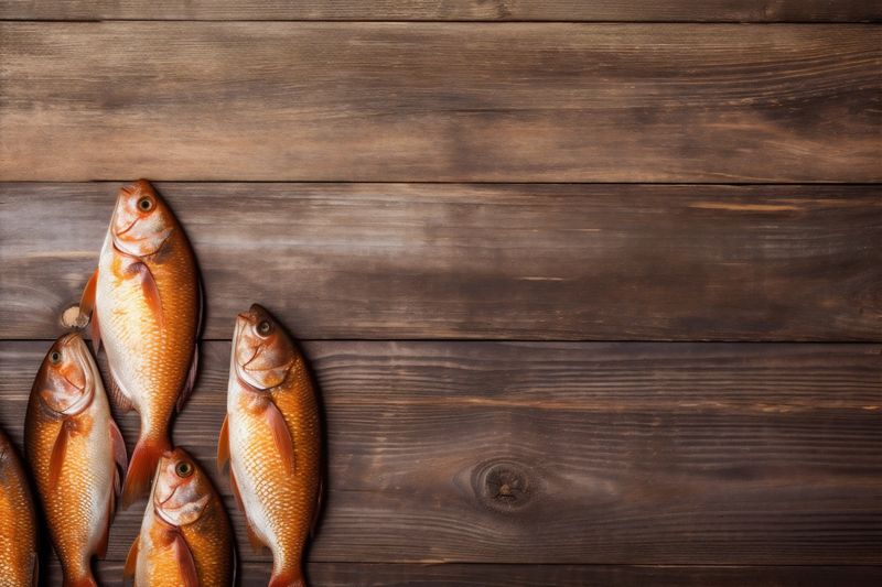 smoked food healthy meal background fish dinner fresh seafood raw rosemary. Generative AI.