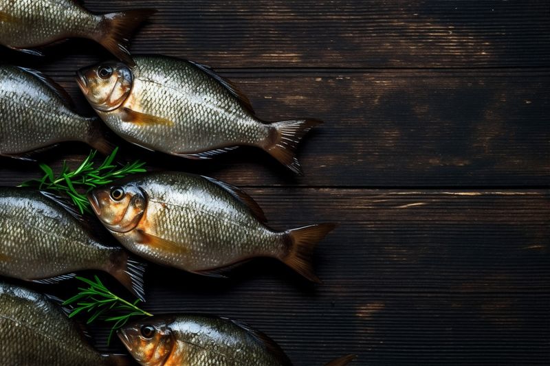 nutrition fish healthy background meal smoked raw fresh seafood food dinner. Generative AI.