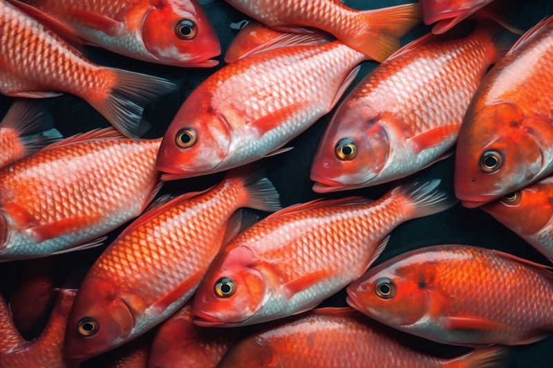 fish vegetable meal background fresh raw seafood dinner food healthy smoked. Generative AI.