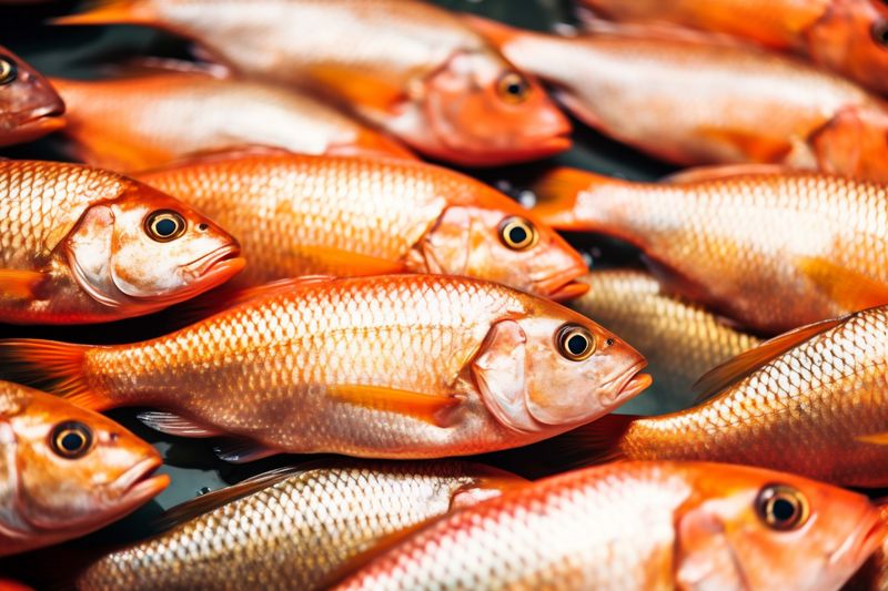 meal raw fresh table seafood background dinner food smoked healthy fish. Generative AI.