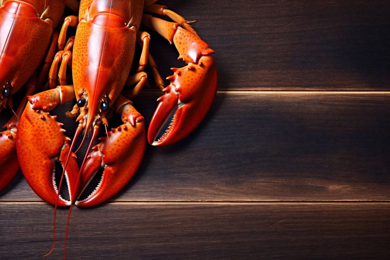 crawfish claw food crab boiled seafood cooked lobster crayfish background red. Generative AI.