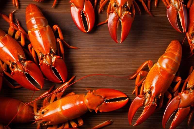 food crawfish boiled cooked claw crayfish background seafood red crustacean lobster. Generative AI.