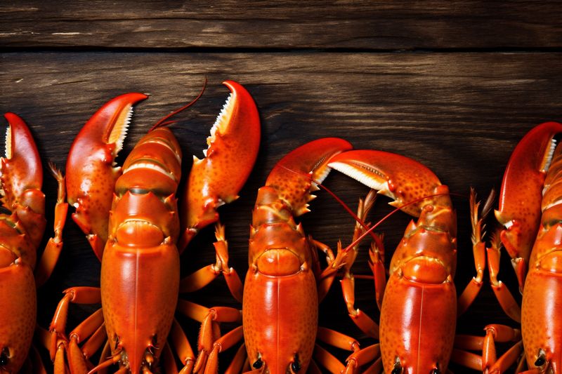 seafood food boiled background eating claw cooked crayfish crawfish red lobster. Generative AI.