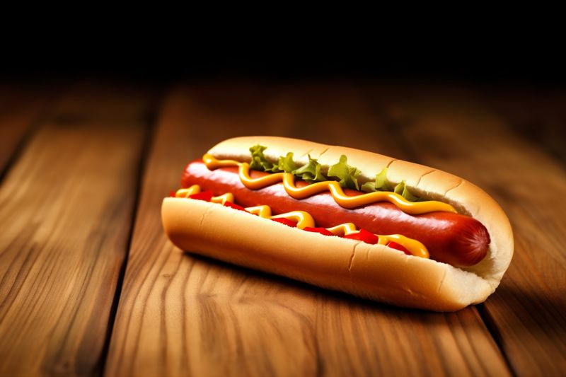 hot dog background food space sausage meat sauce fast copy american bread. Generative AI.