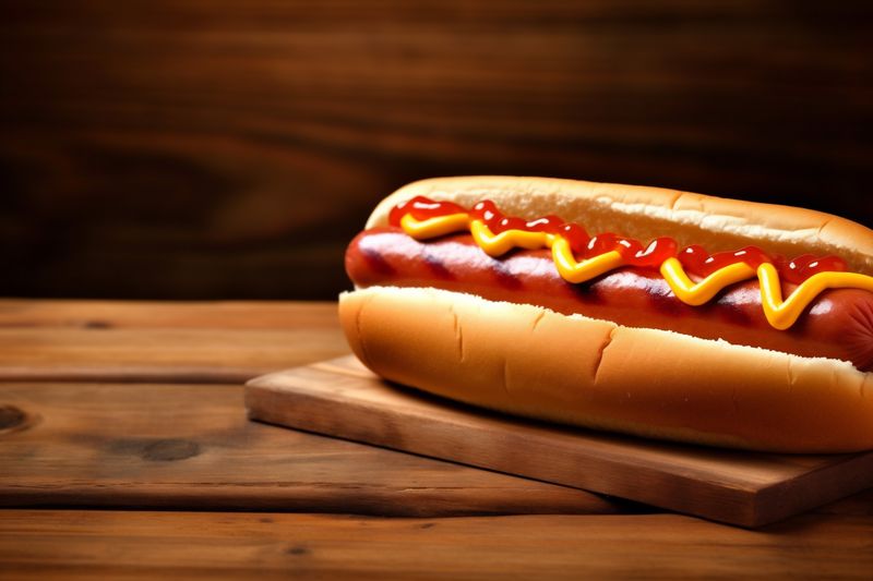 food dog bread sausage background fast fastfood sauce hot meat american. Generative AI.