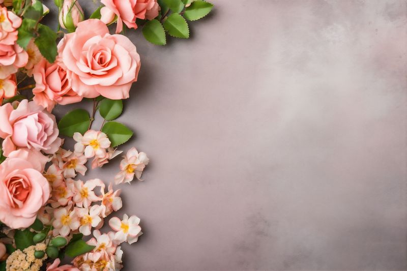 pink floral valentine white blossom wedding flower nature background bouquet leaf. Generative AI.