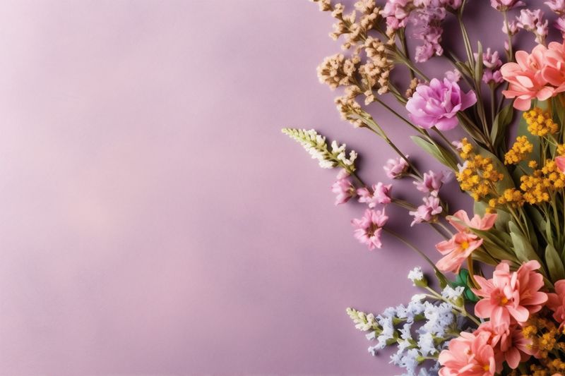 blossom wedding floral minimal background nature leaf pink flower valentine bouquet. Generative AI.