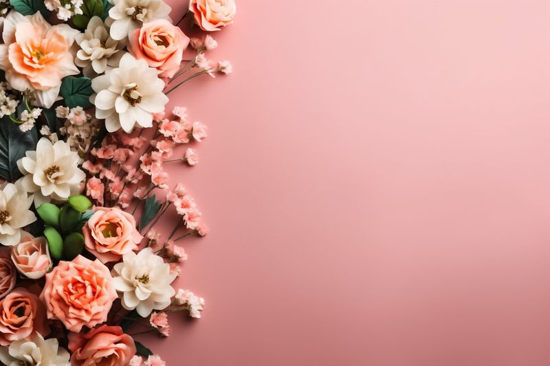 flora bouquet pink nature blossom background leaf flower valentine wedding floral. Generative AI.