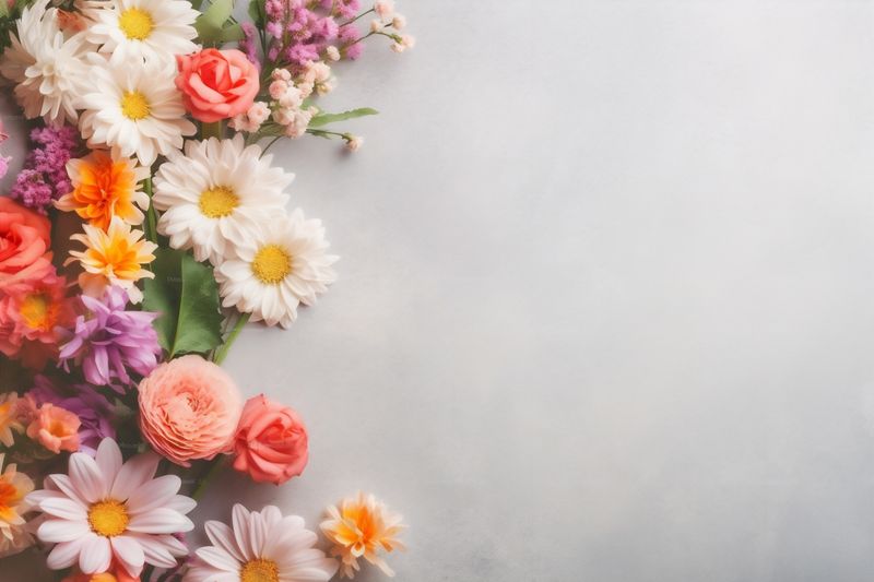 background floral blossom bouquet pink minimal leaf nature flower wedding valentine. Generative AI.