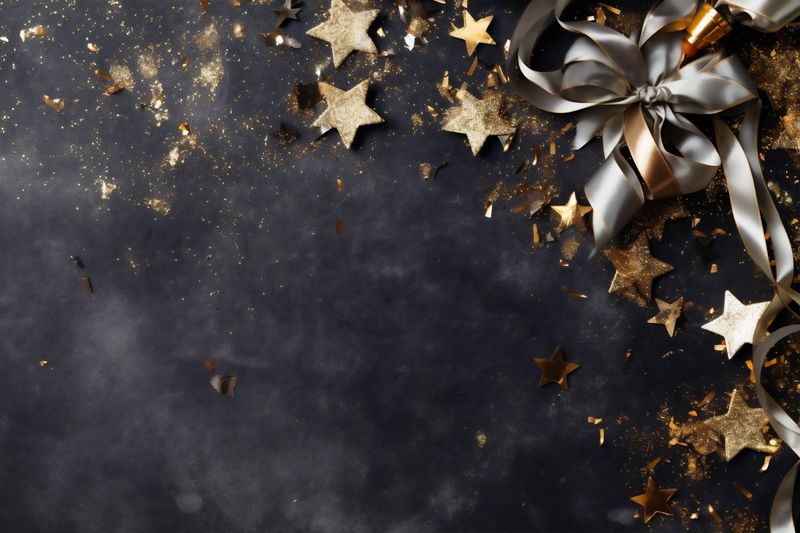 tree new ball year holiday snowflakes background christmas gold decoration christmas card. Generative AI.