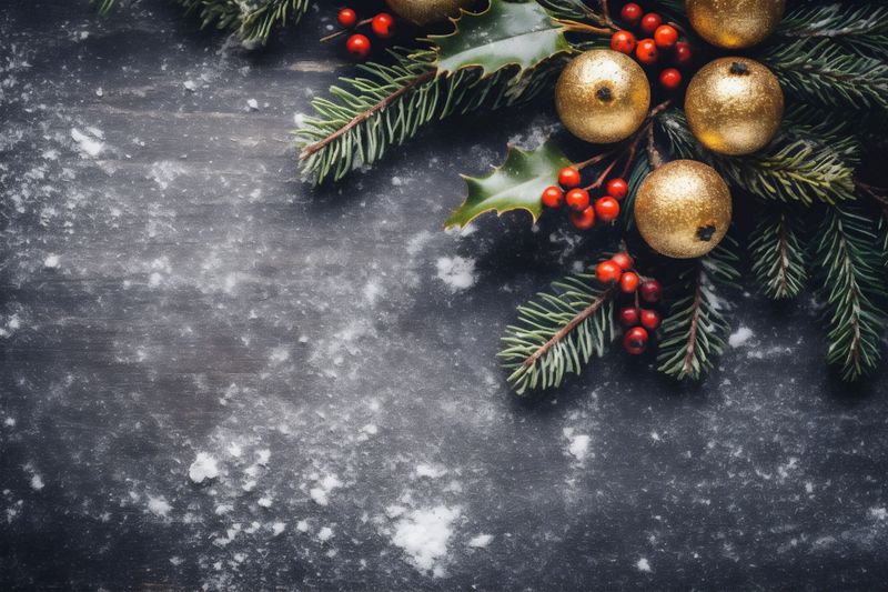 christmas holiday year tree decoration new gold card snowflakes christmas background celebration. Generative AI.