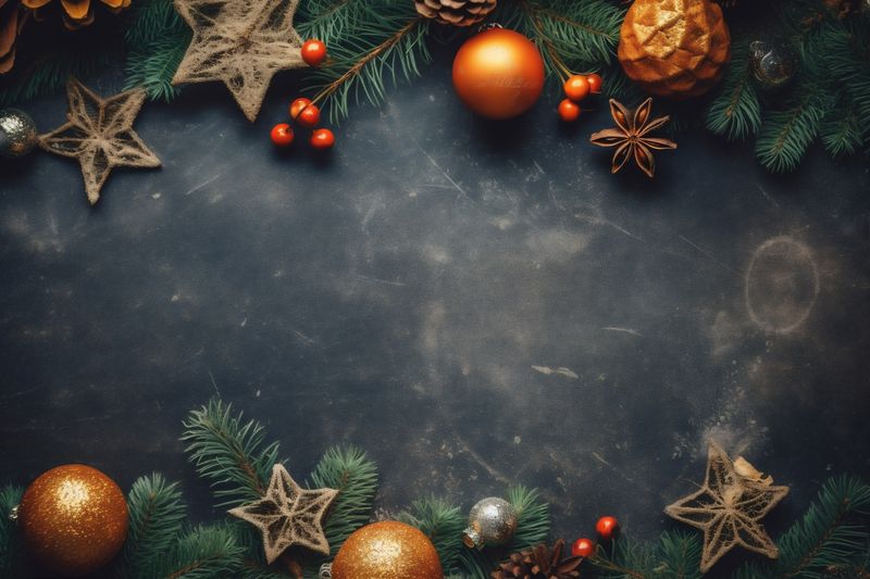 snowflakes card year background decoration christmas holiday tree dark new gold christmas. Generative AI.