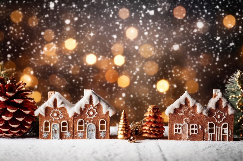 snowflakes new card light christmas year background holiday tree christmas decoration gold. Generative AI.