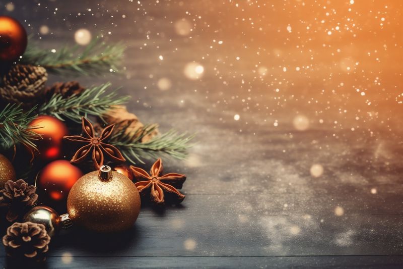 year christmas background new christmas tree holiday snowflakes card decoration gold season. Generative AI.