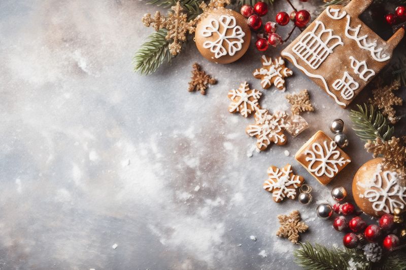 christmas tree gold christmas decoration new background year snowflakes holiday golden card. Generative AI.