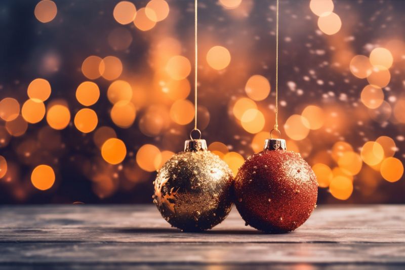 bright year card holiday gold new snowflakes christmas christmas background decoration tree. Generative AI.