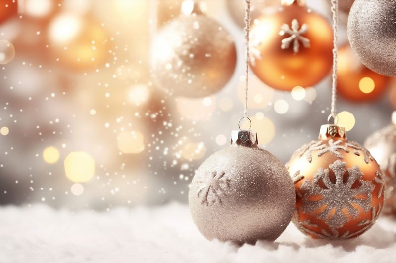 new christmas christmas snowflakes card year background tree space holiday gold decoration copy. Generative AI.