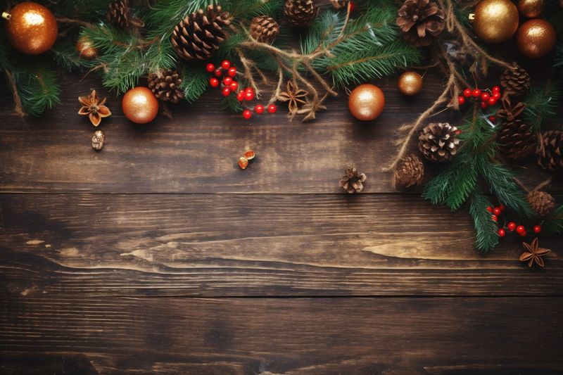 year holiday shiny gold snowflakes background tree card christmas new christmas decoration. Generative AI.