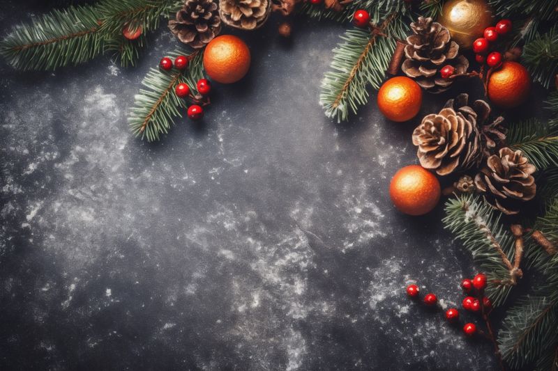 christmas background new holiday year decoration tree christmas card gold silver snowflakes. Generative AI.