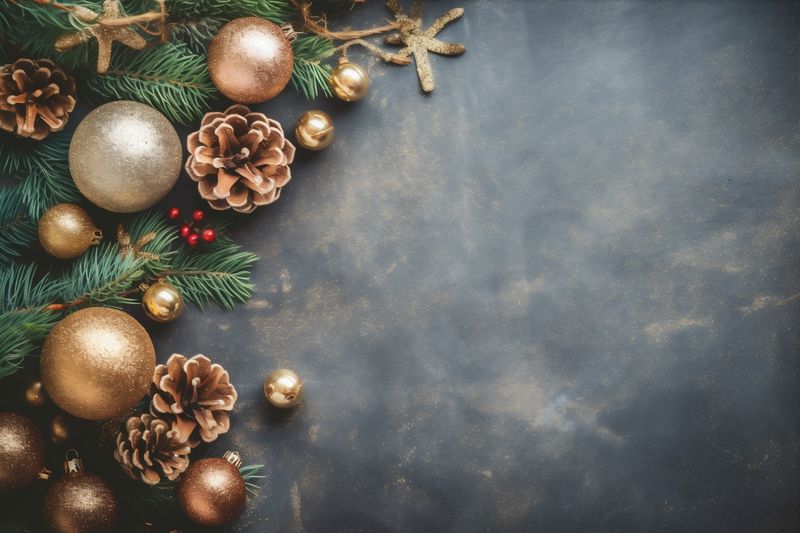 new background christmas celebrate christmas snowflakes tree gold year holiday decoration card. Generative AI.