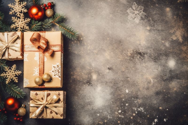 card background holiday new gold decoration tree snowflakes design year christmas christmas. Generative AI.