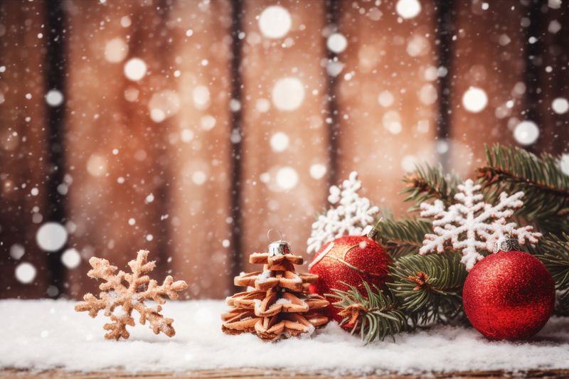 snowflakes tree holiday year gold border decoration christmas background card christmas new. Generative AI.