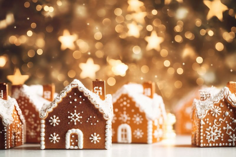 greeting card snowflakes gold year decoration new tree christmas background holiday christmas. Generative AI.