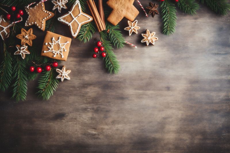 tree background new christmas gold snowflakes card holiday year decoration border christmas. Generative AI.