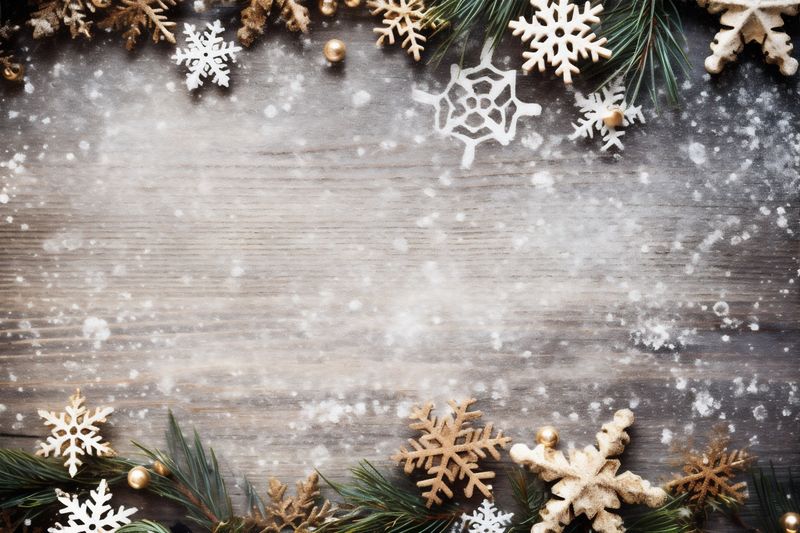 tree holiday christmas background gold design card year snowflakes christmas decoration new. Generative AI.