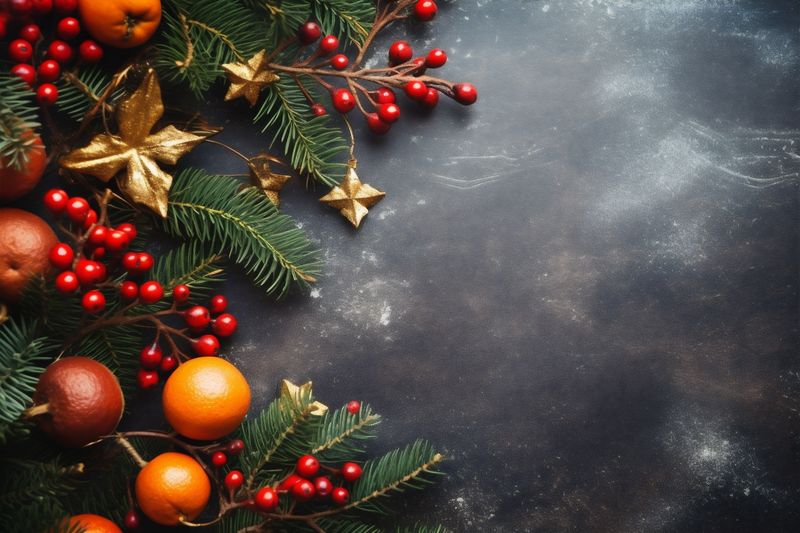 holiday decoration gold christmas bokeh tree snowflakes new card year background christmas. Generative AI.