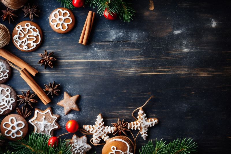 card tree christmas christmas holiday background gold new decoration year decor snowflakes. Generative AI.