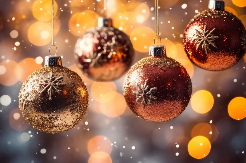 decoration christmas christmas tree tree gold new card year background snowflakes holiday. Generative AI.