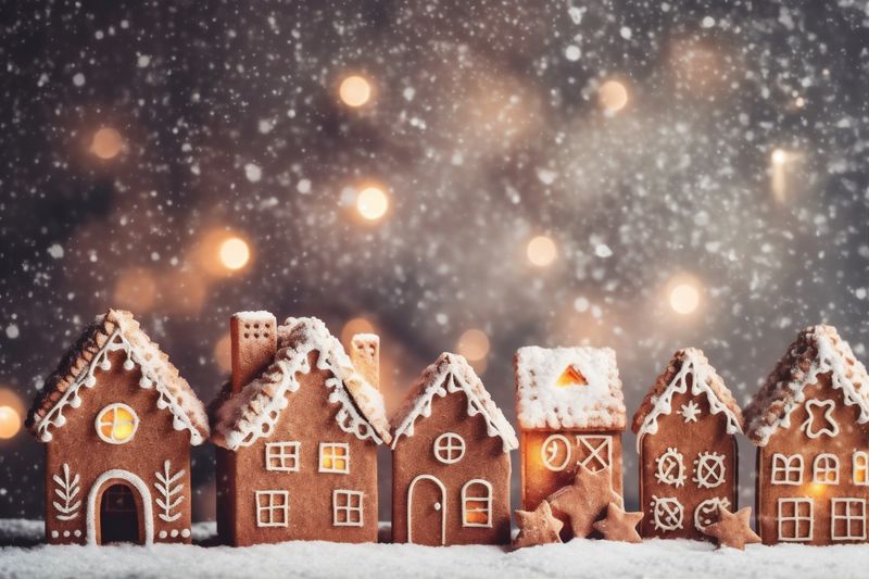 tree card new christmas year decoration merry background christmas holiday gold snowflakes. Generative AI.