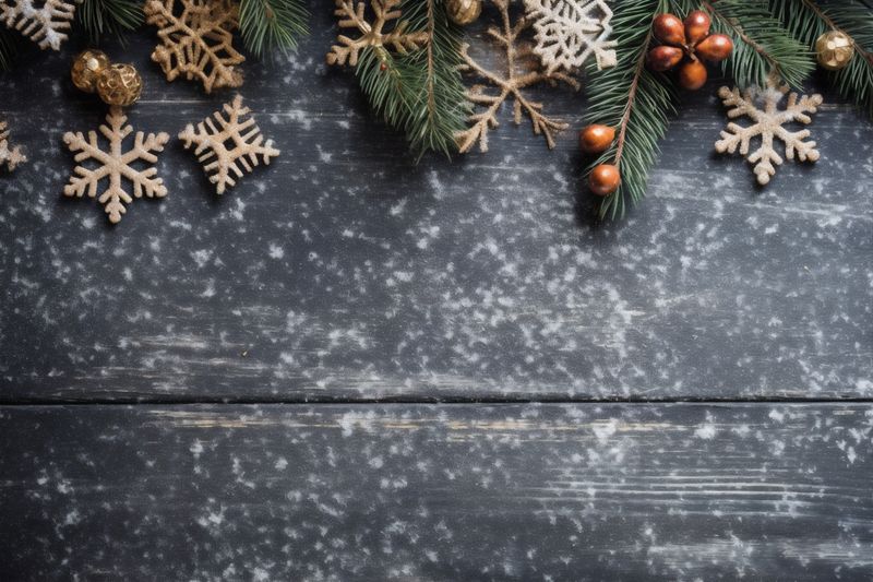 celebrate card decoration snowflakes new holiday christmas year tree christmas gold background. Generative AI.