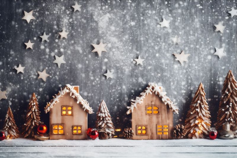 holiday year shiny tree christmas gold snowflakes decoration background christmas card new. Generative AI.